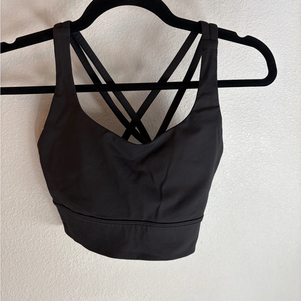 Lululemon Black Strappy Longline Sports Bra -, Size 8